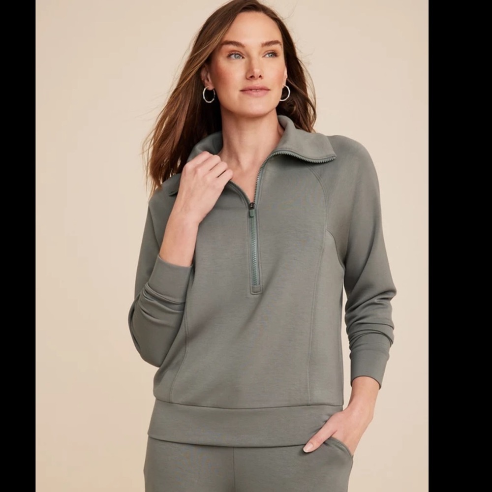 Maurice's Women’s Half Zip Collar Pullover Sweatshirt Green XL​